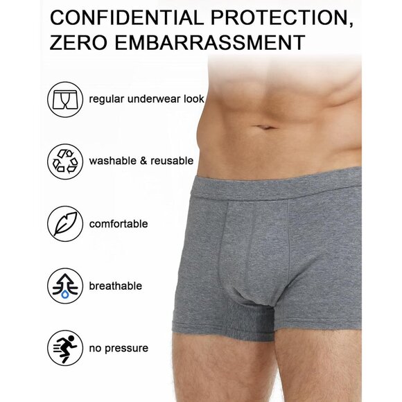 Men's Leakproof Incontinence Underwear (50ML) – Washable Cotton Boxer Briefs - Picture 5 of 7